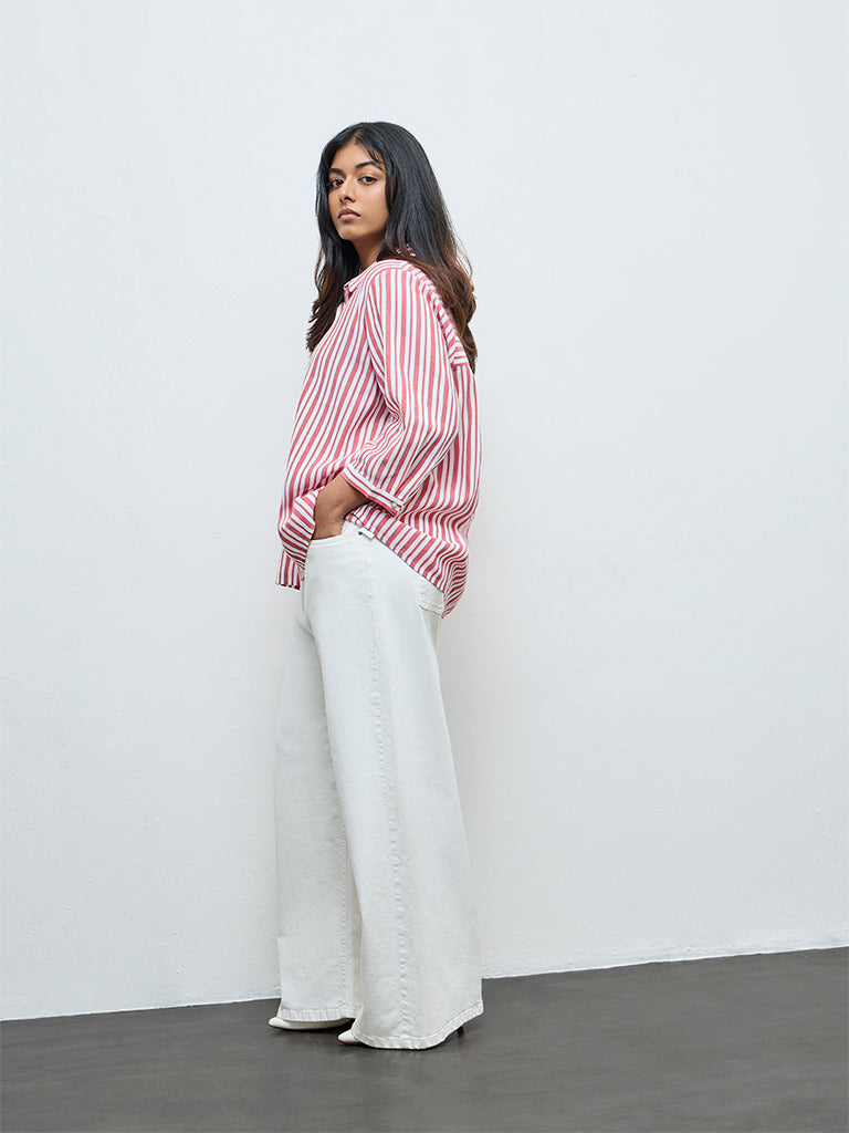 Gia Red and White Striped Blouse