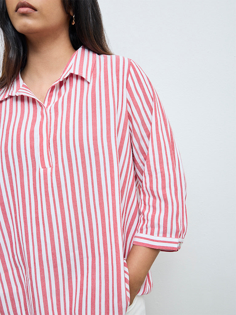 Gia Red and White Striped Blouse