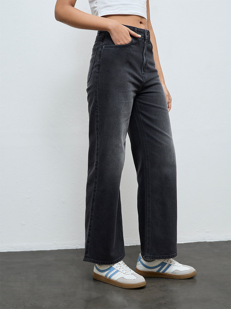 Nuon Black Washed High-Rise Jeans