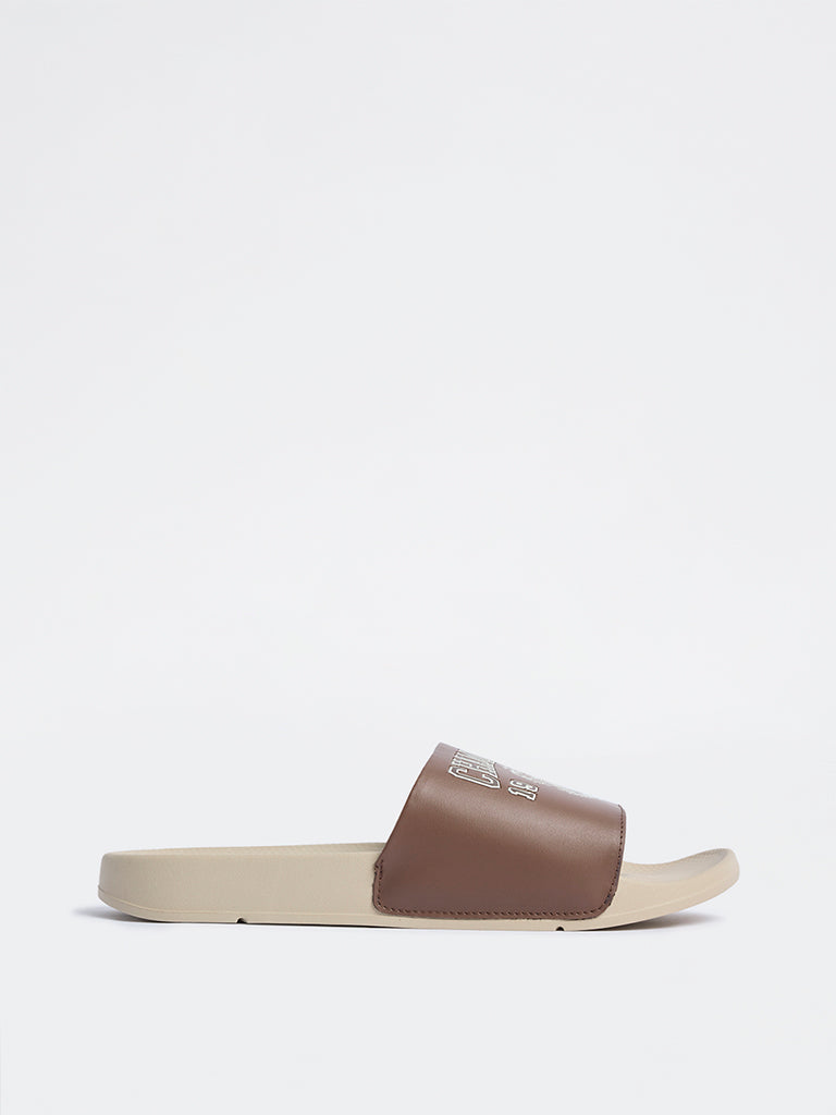 SOLEPLAY Brown Typographic Pool Slides