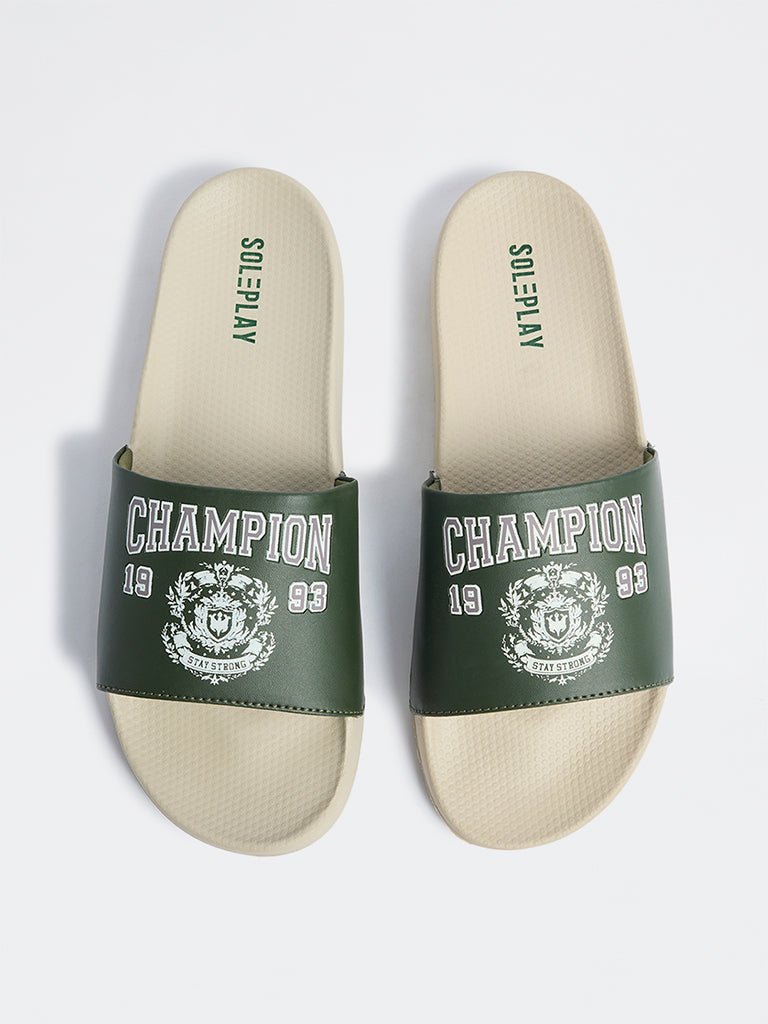 SOLEPLAY Olive Text Design Pool Slides