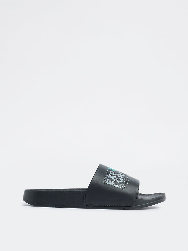 SOLEPLAY Black Graphic Design Pool Slides
