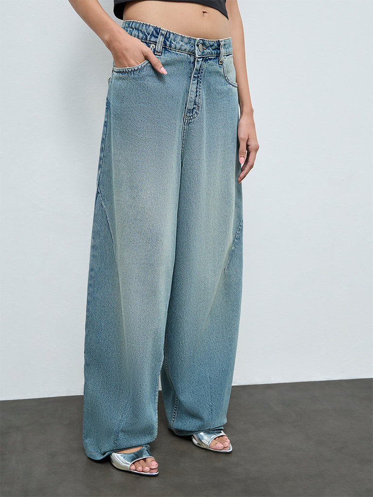 Nuon Blue Washed High-Rise Jeans