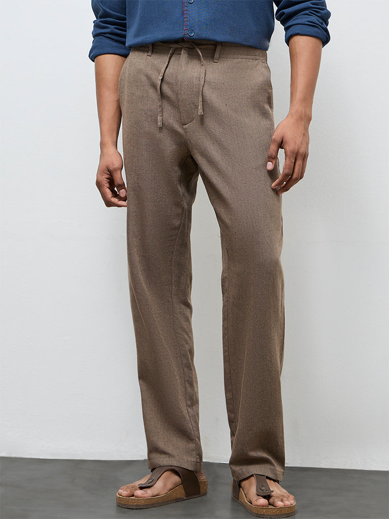 ETA Taupe Relaxed-Fit Mid-Rise Cotton-Blend Chinos