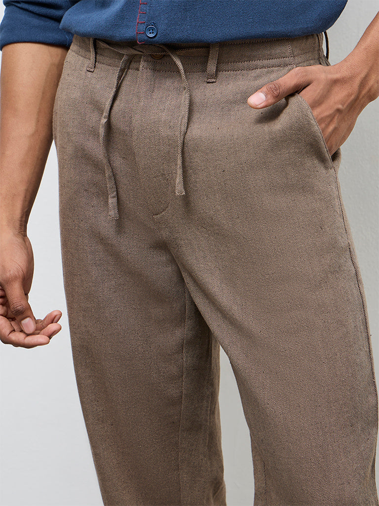 ETA Taupe Relaxed-Fit Mid-Rise Cotton-Blend Chinos