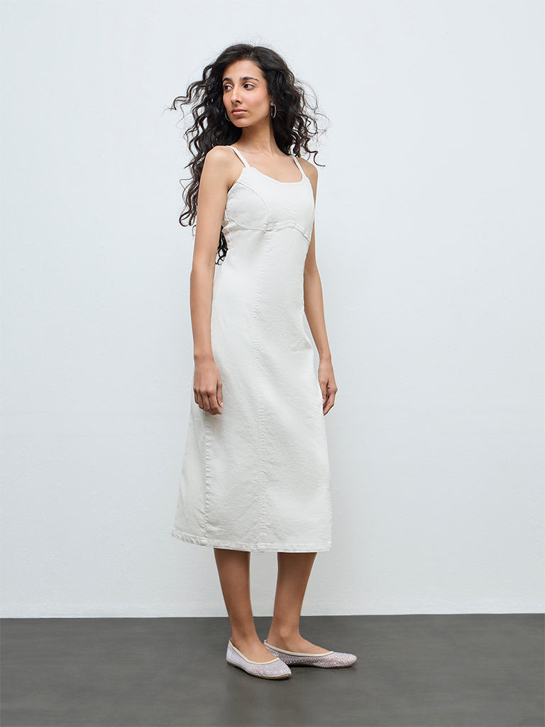 Nuon Off-White Denim A-Line Dress