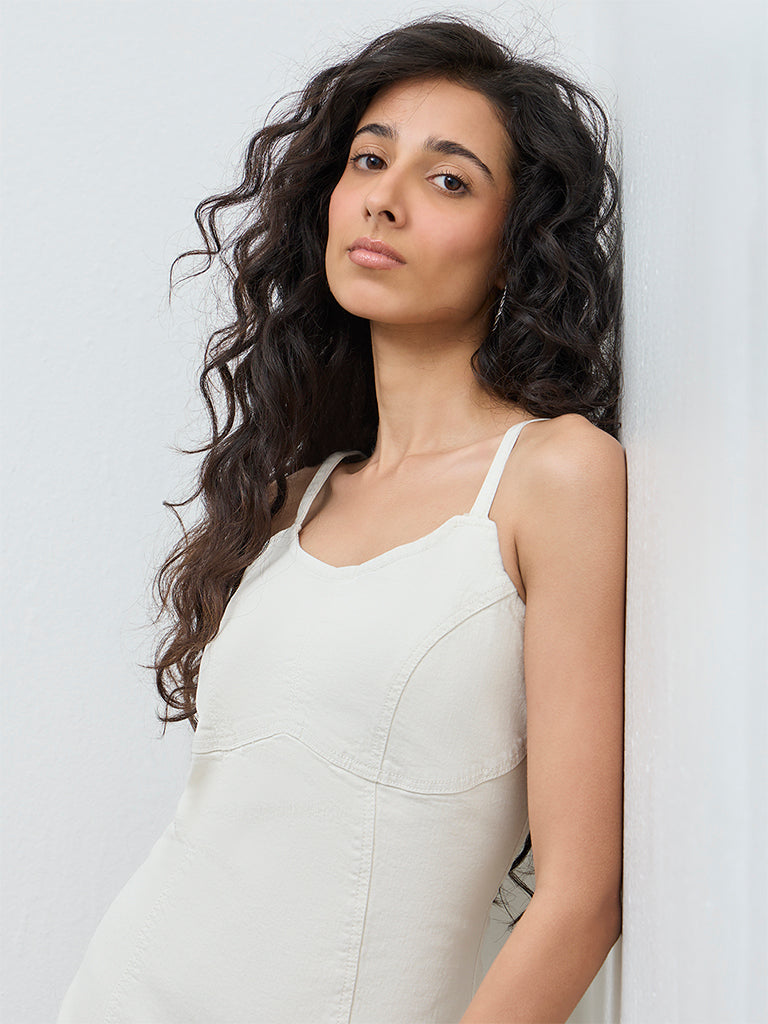 Nuon Off-White Denim A-Line Dress