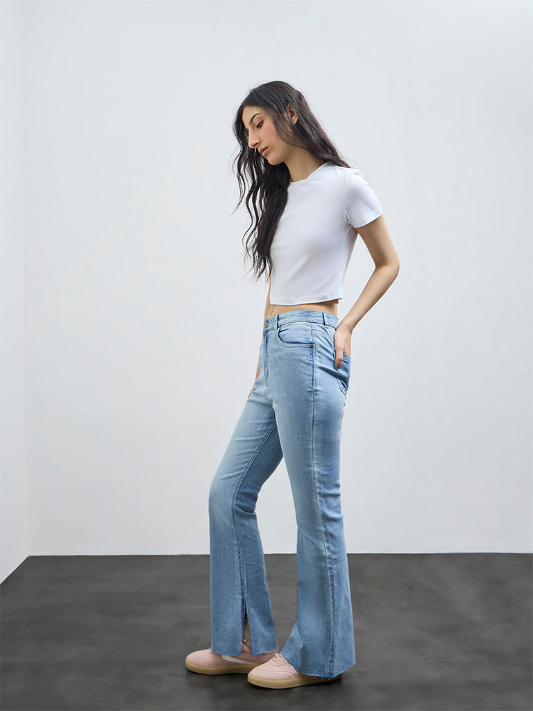 Nuon Light Blue Faded High-Rise Jeans
