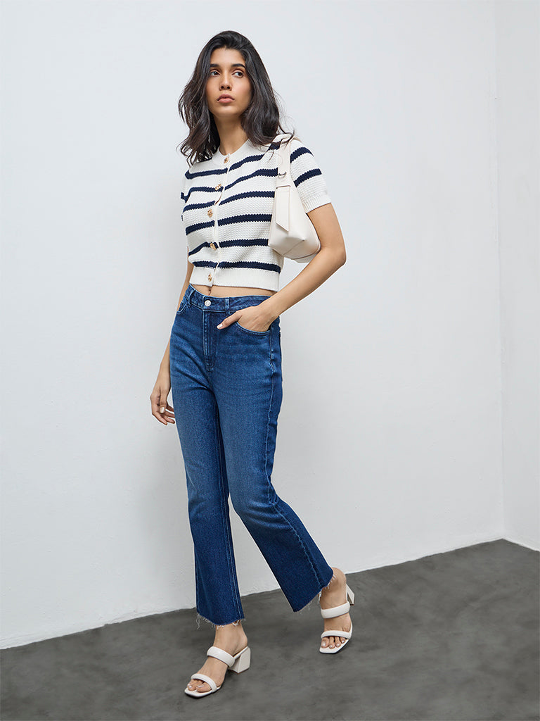 LOV Dark Blue Washed High-Rise Jeans
