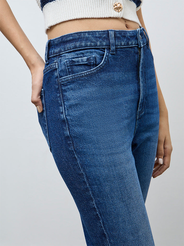 LOV Dark Blue Washed High-Rise Jeans