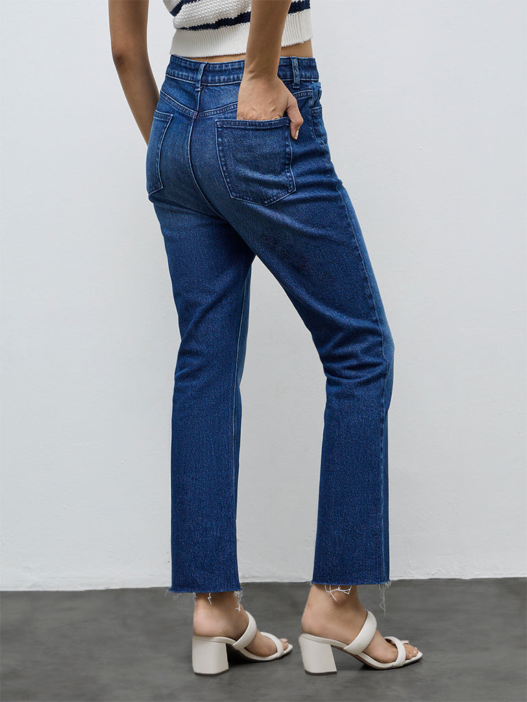 LOV Dark Blue Washed High-Rise Jeans