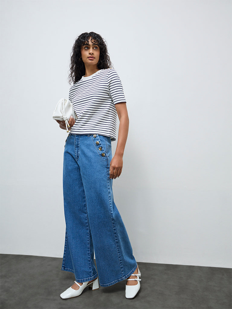 LOV Blue High-Rise Flared Jeans