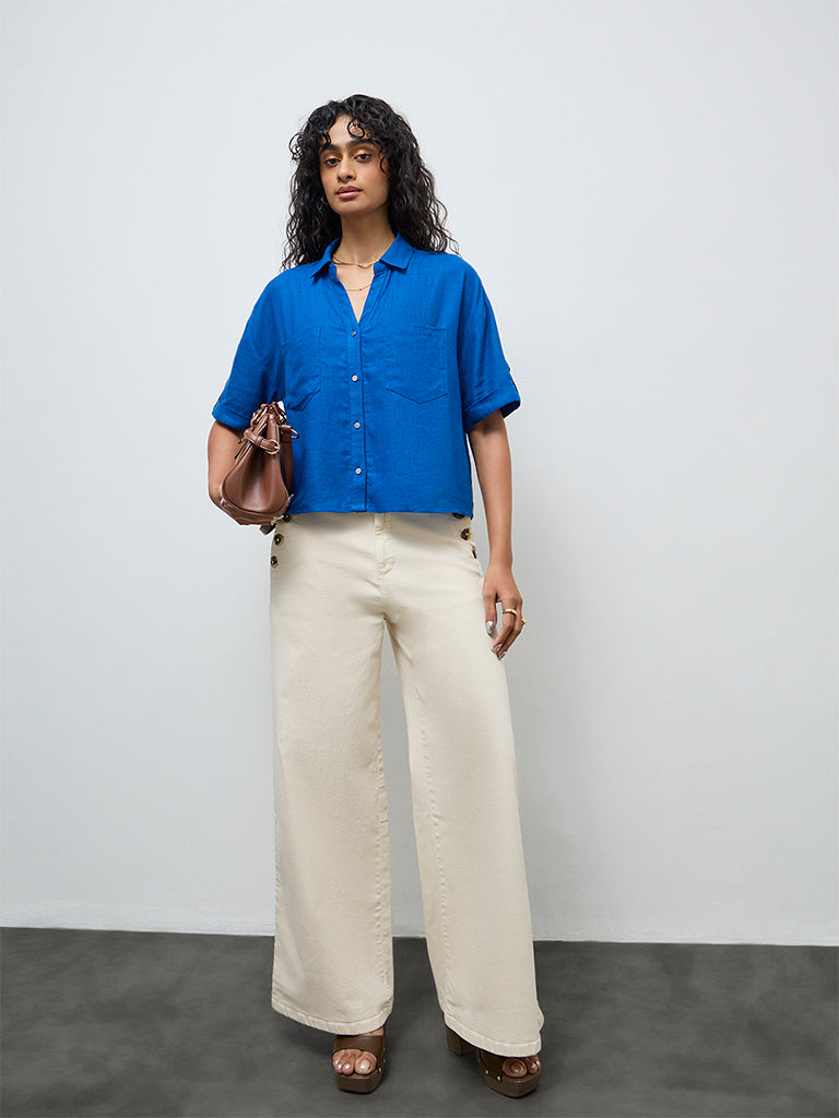 LOV Off-White High-Rise Flared Jeans