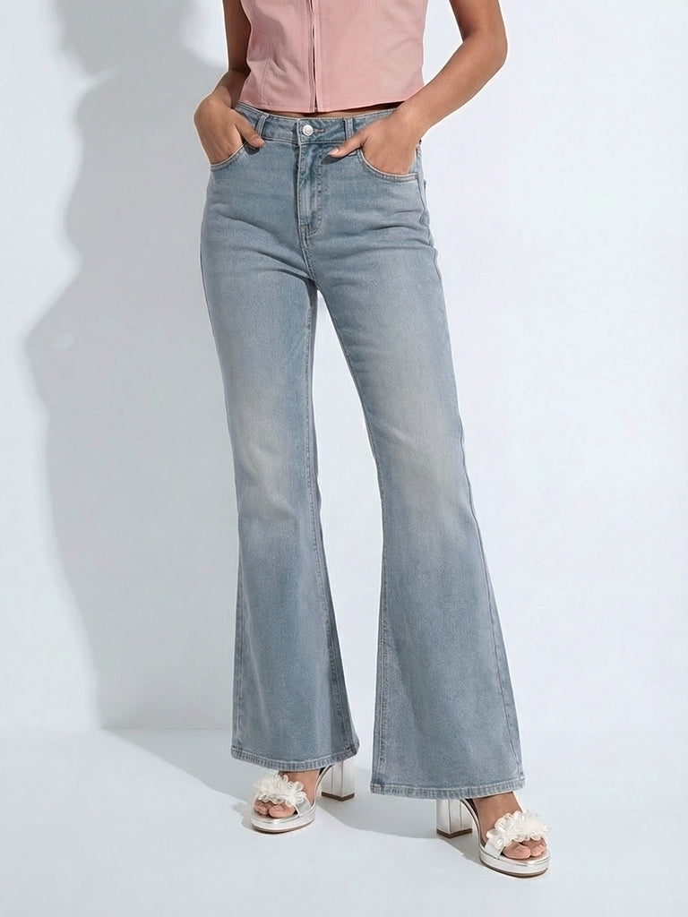 Nuon Light Blue High-Rise Bootcut Jeans