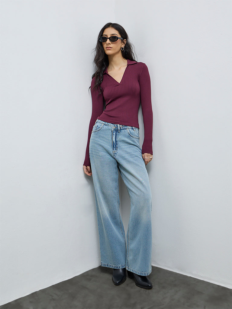 Nuon Light Blue Faded High-Rise Jeans