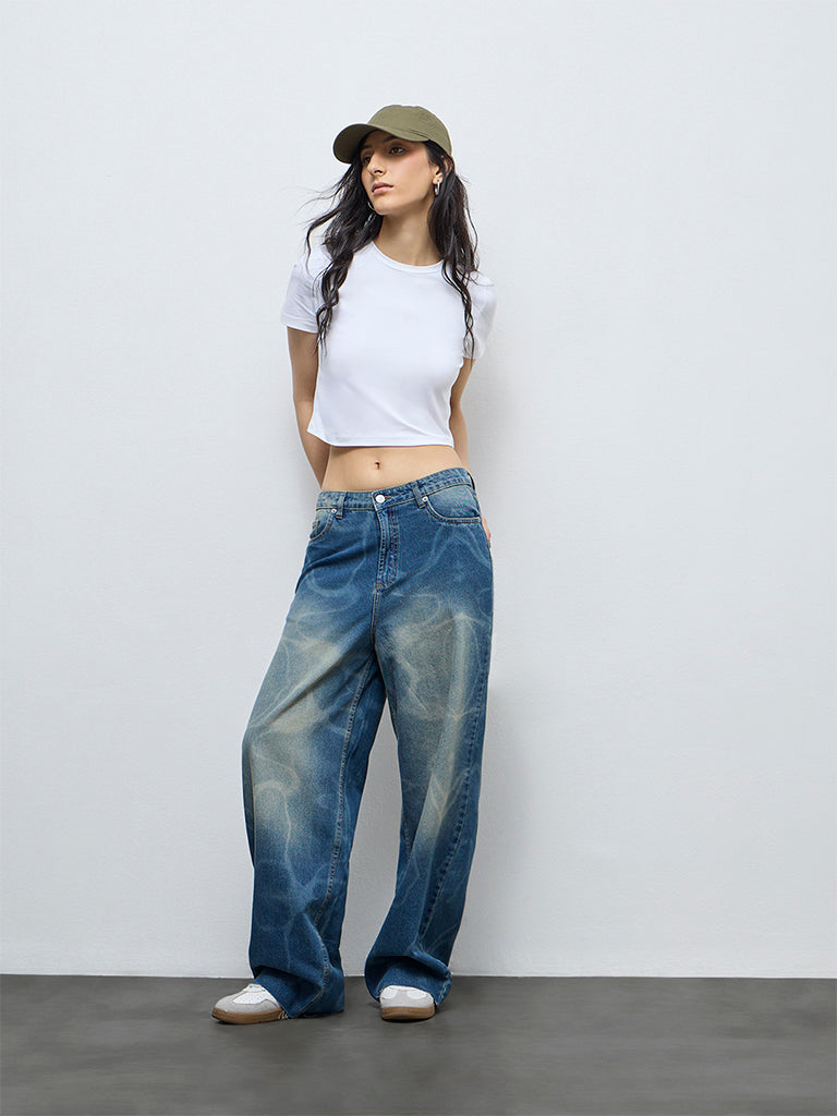 Nuon Blue Faded High-Rise Jeans