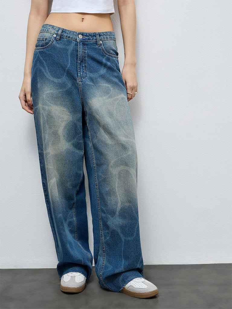 Nuon Blue Faded High-Rise Jeans