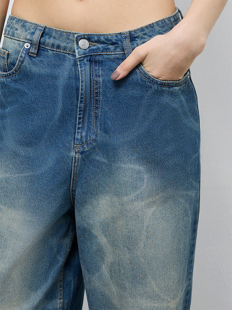 Nuon Blue Faded High-Rise Jeans