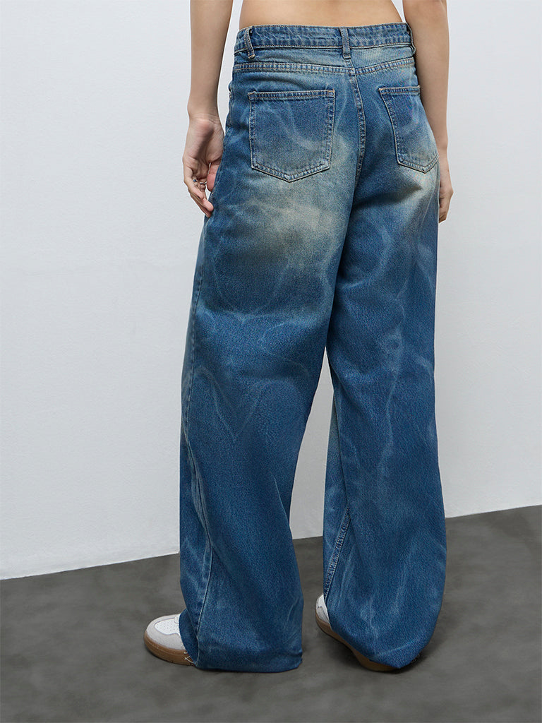 Nuon Blue Faded High-Rise Jeans