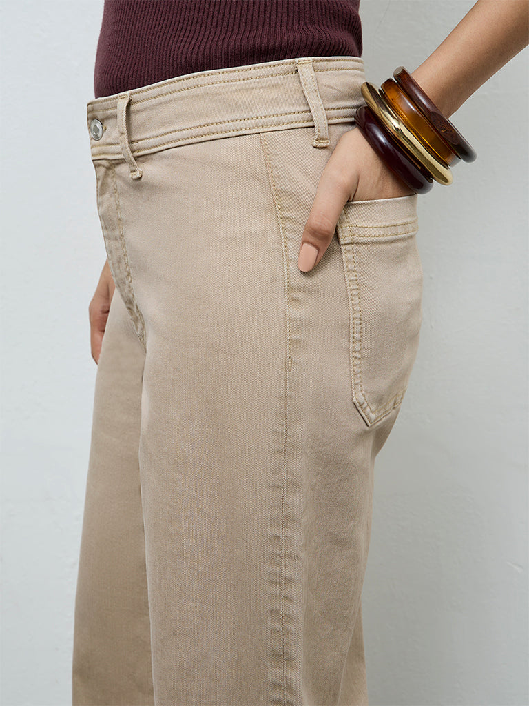 LOV Beige Wide-Leg High-Rise Jeans