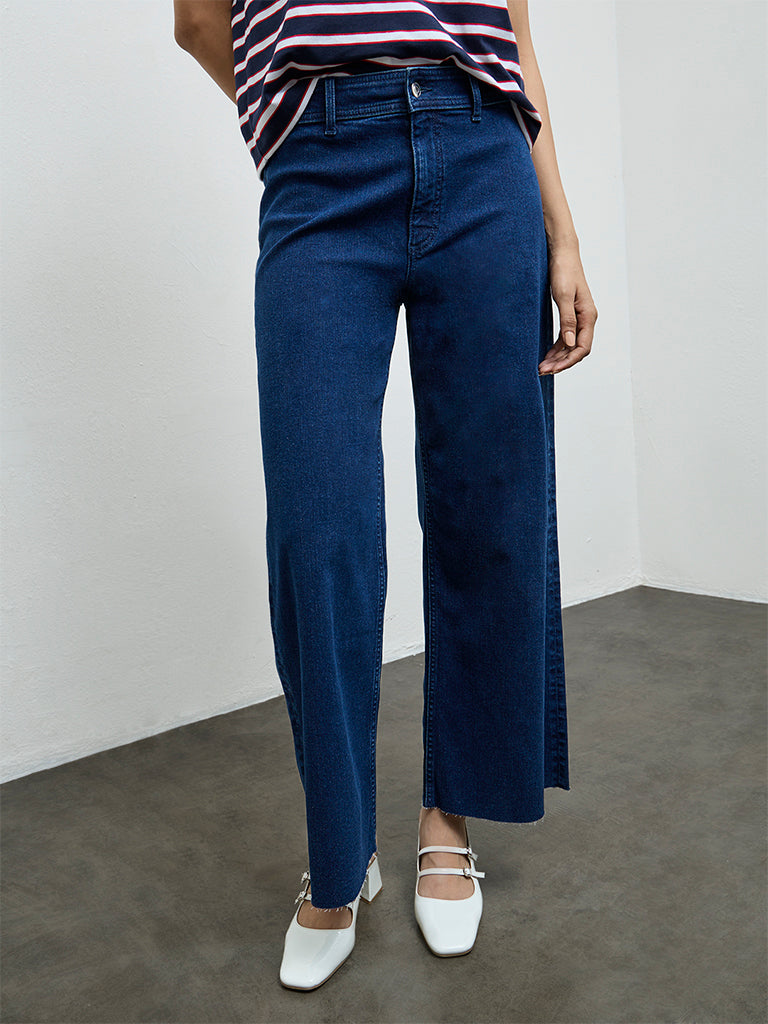LOV Dark Blue Wide-Leg High-Rise Jeans