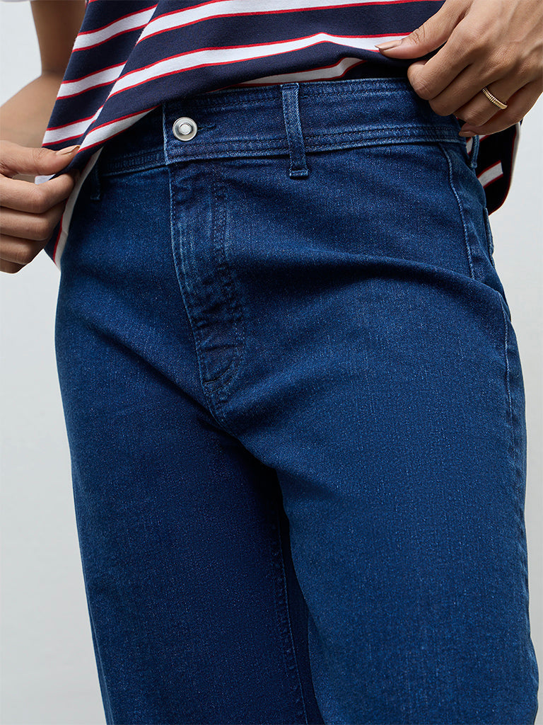 LOV Dark Blue Wide-Leg High-Rise Jeans