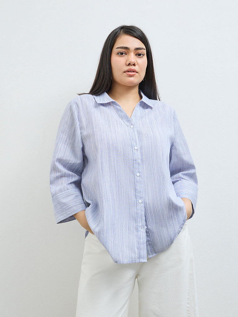 Gia Blue Striped Shirt
