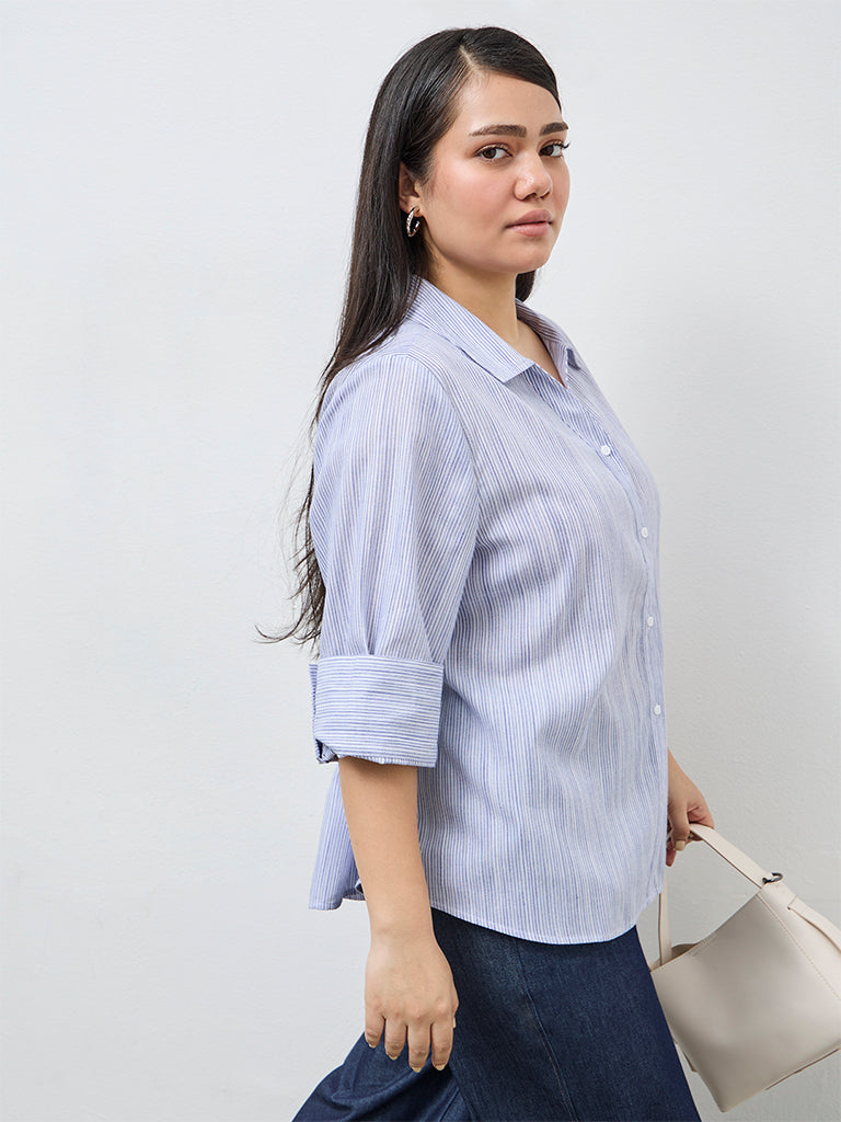 Gia Blue Striped Shirt