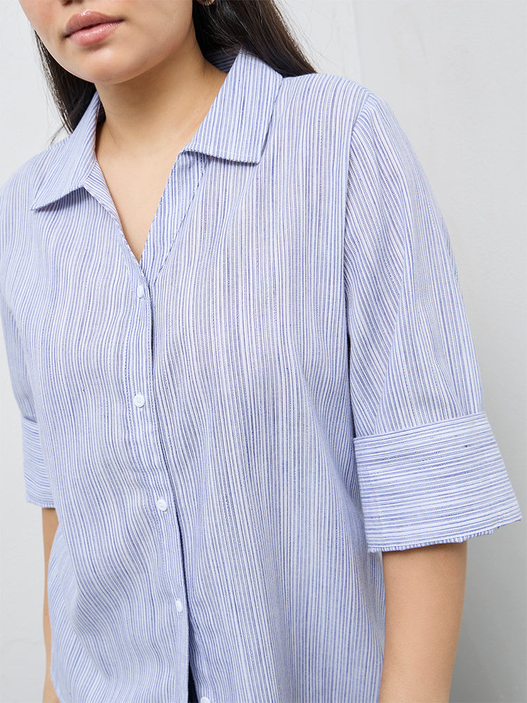 Gia Blue Striped Shirt