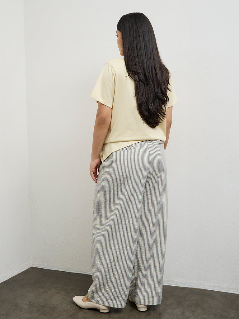 Gia Cream Striped High-Rise Trousers