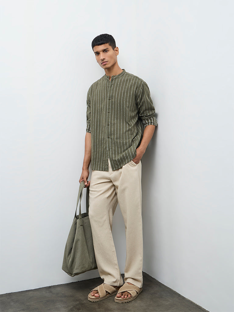 ETA Light Beige Relaxed-Fit Mid-Rise Cotton-Blend Chinos