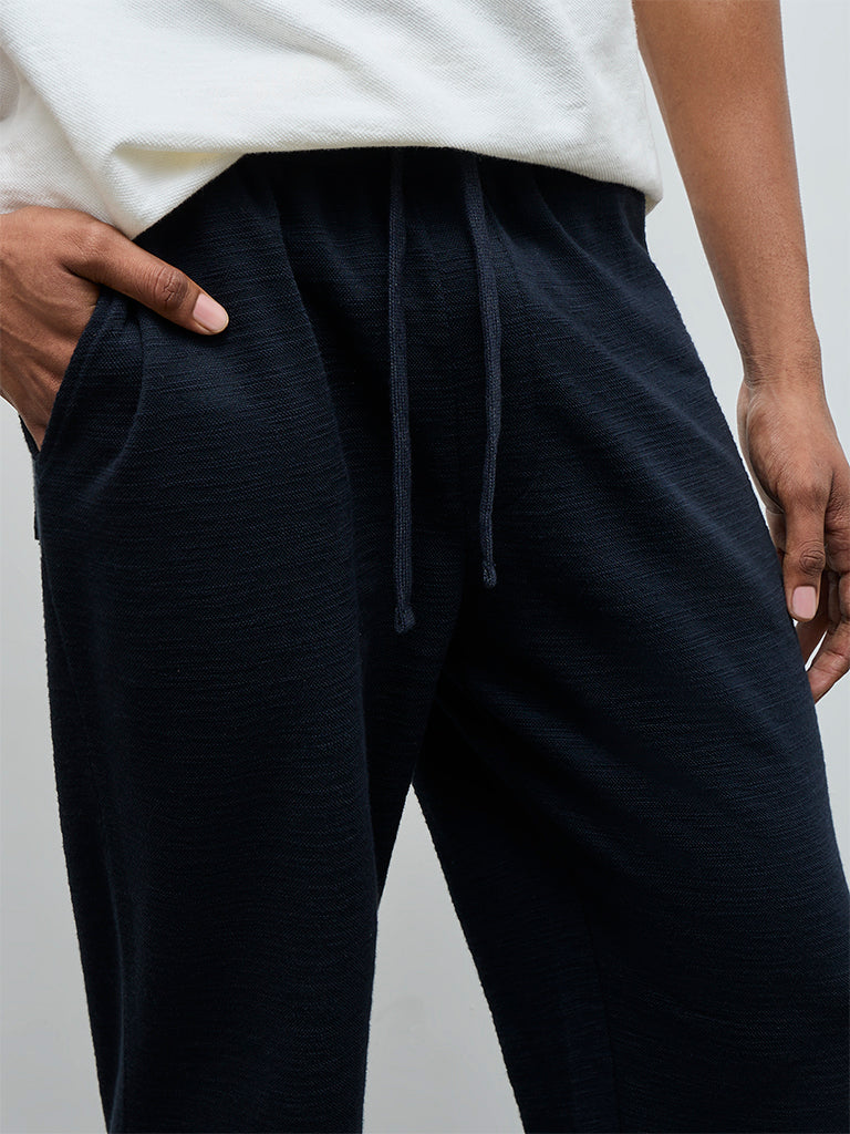 ETA Navy Relaxed-Fit Mid-Rise Cotton-Blend Chinos