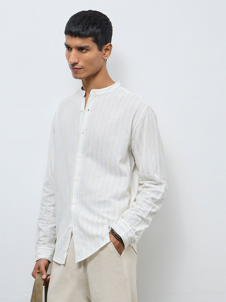ETA Off-White Striped Relaxed-Fit Cotton Shirt