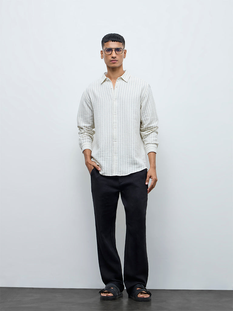 ETA Off-White Striped Relaxed-Fit Cotton Shirt