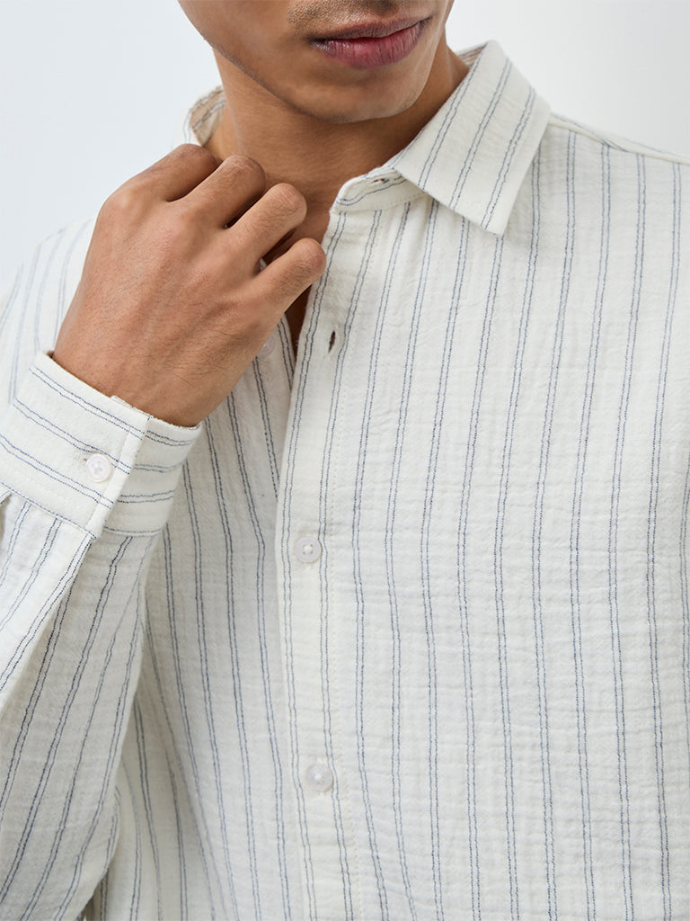 ETA Off-White Striped Relaxed-Fit Cotton Shirt