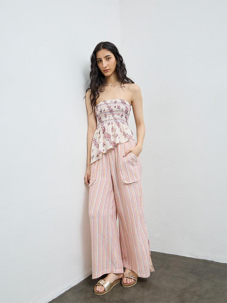 Bombay Paisley Cream Floral Cotton Tube Top