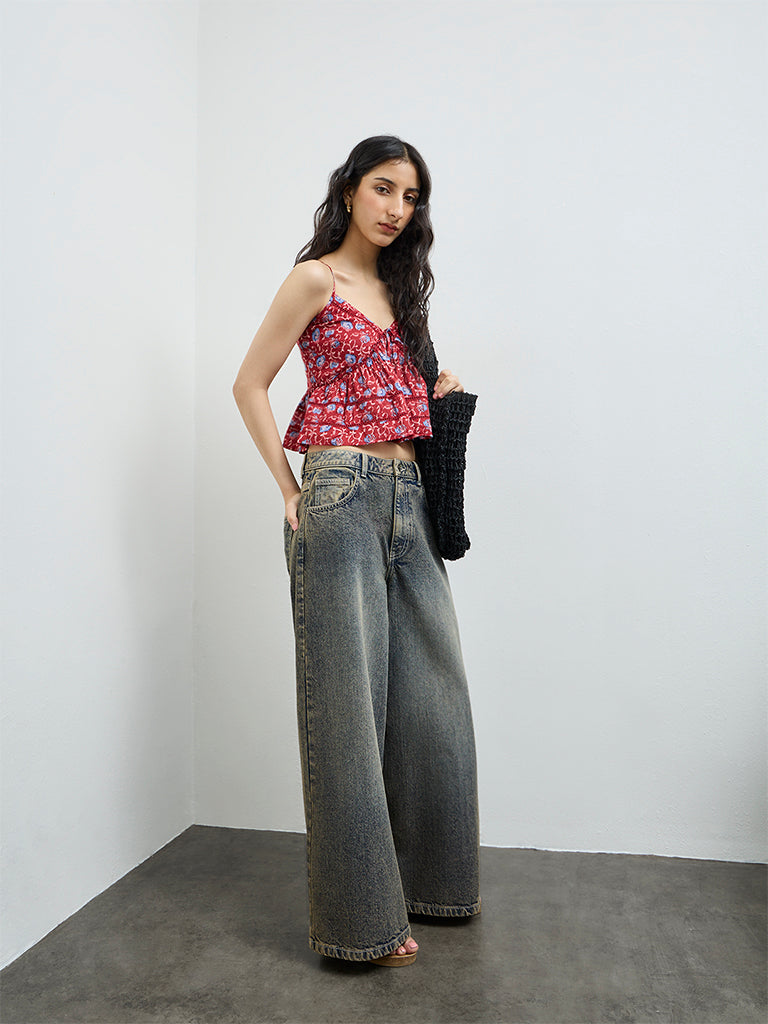 Bombay Paisley Red Floral Top