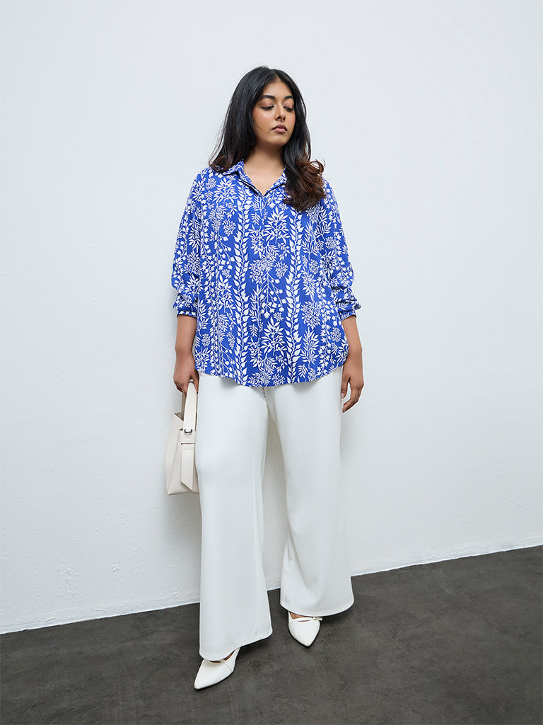 Gia Blue Floral Printed Blouse