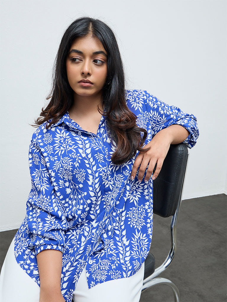Gia Blue Floral Printed Blouse