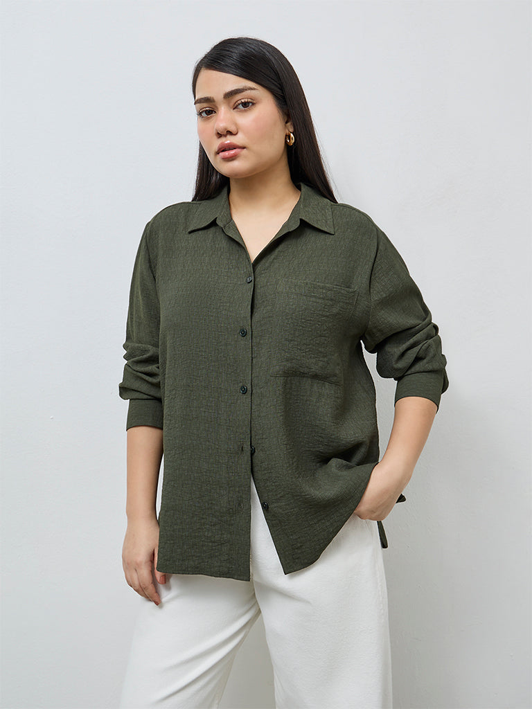 Gia Olive Self-Textured Shirt