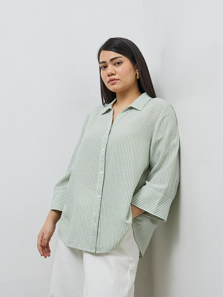 Gia Green Striped Shirt