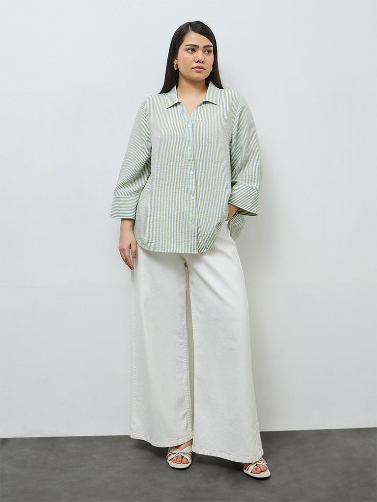 Gia Green Striped Shirt