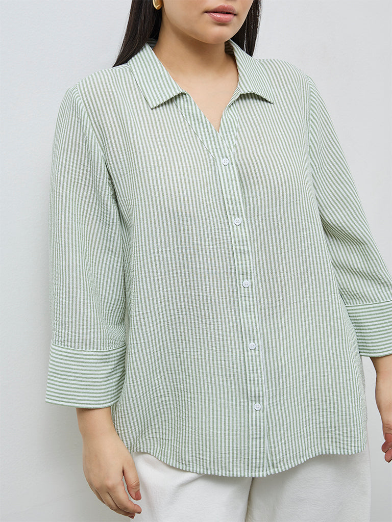 Gia Green Striped Shirt
