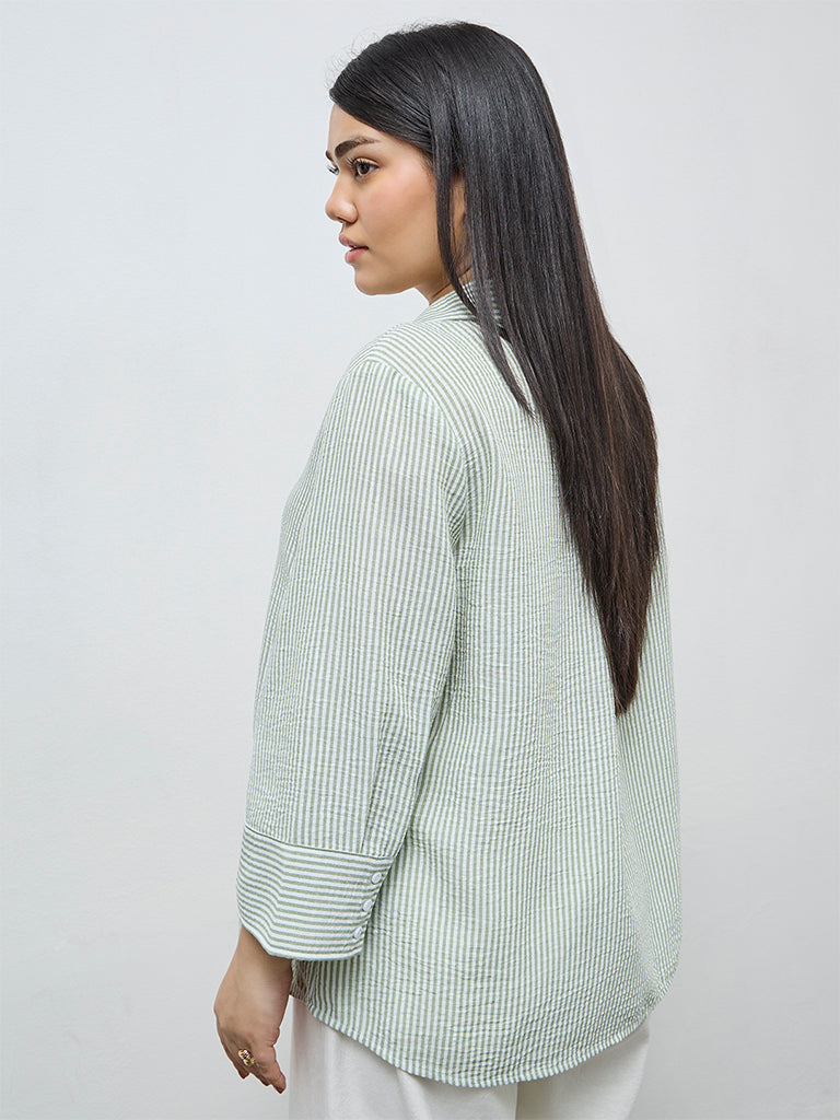 Gia Green Striped Shirt