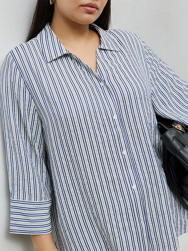 Gia Navy Striped Shirt