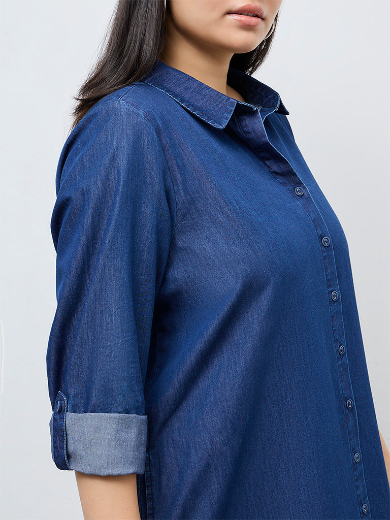 Gia Dark Blue Denim Shirt Dress