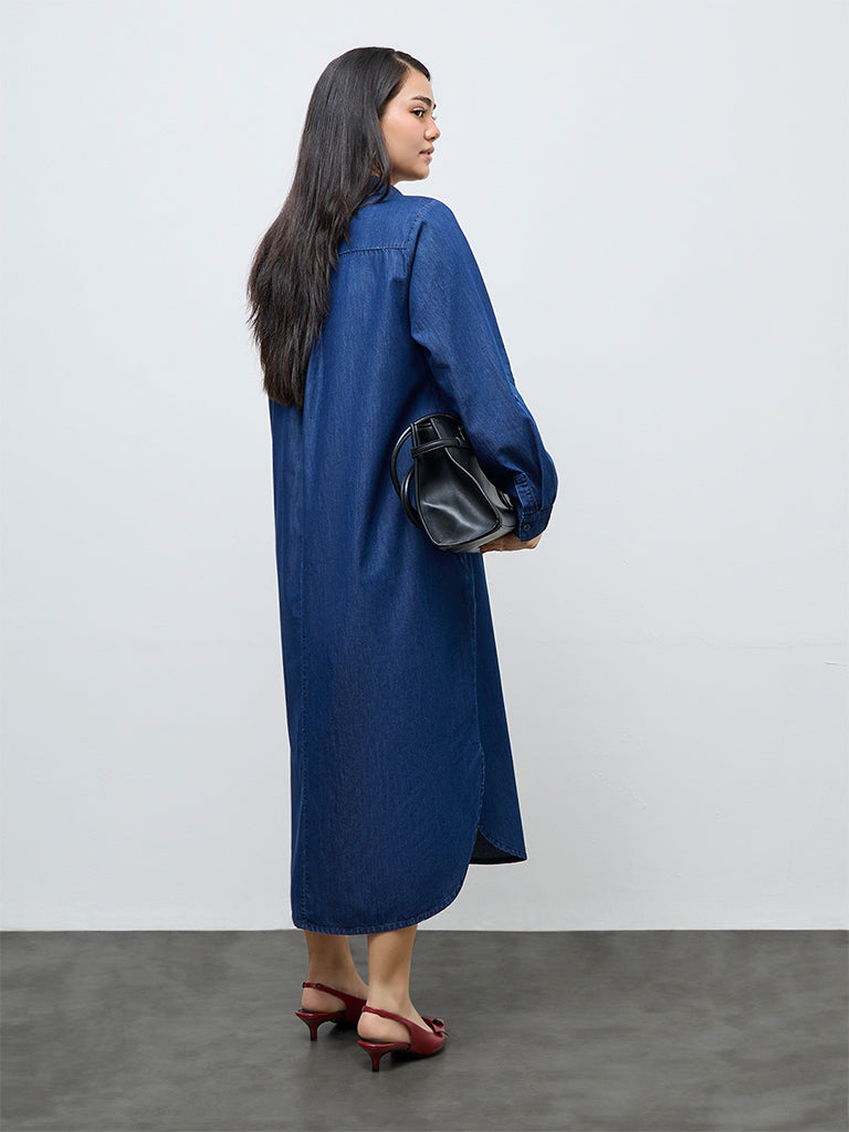 Gia Dark Blue Denim Shirt Dress