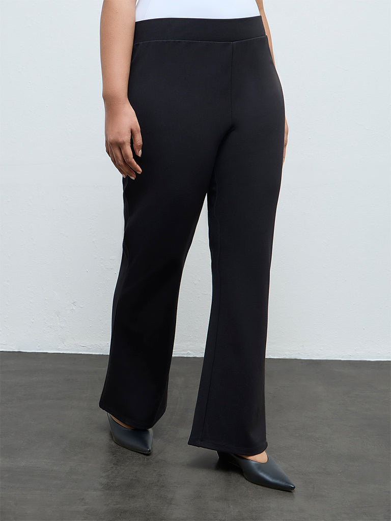 Gia Black Solid High-Rise Trousers