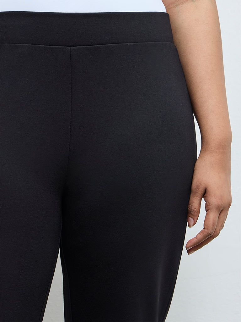 Gia Black Solid High-Rise Trousers