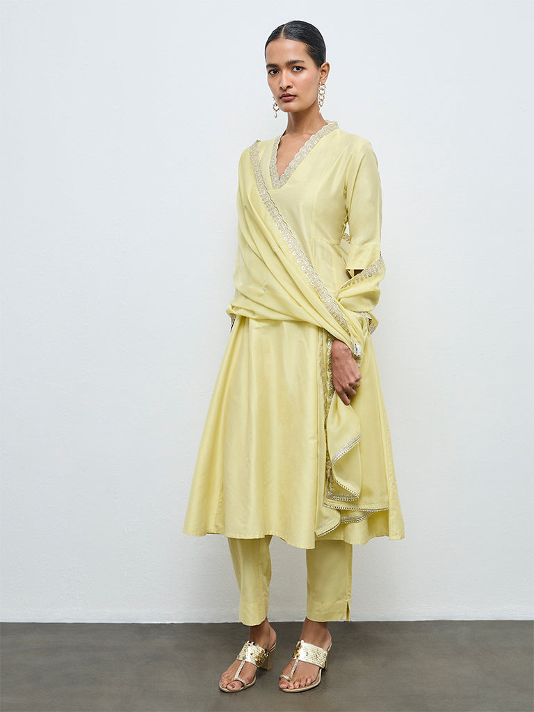 Vark Lemon Anarkali Ethnic Set
